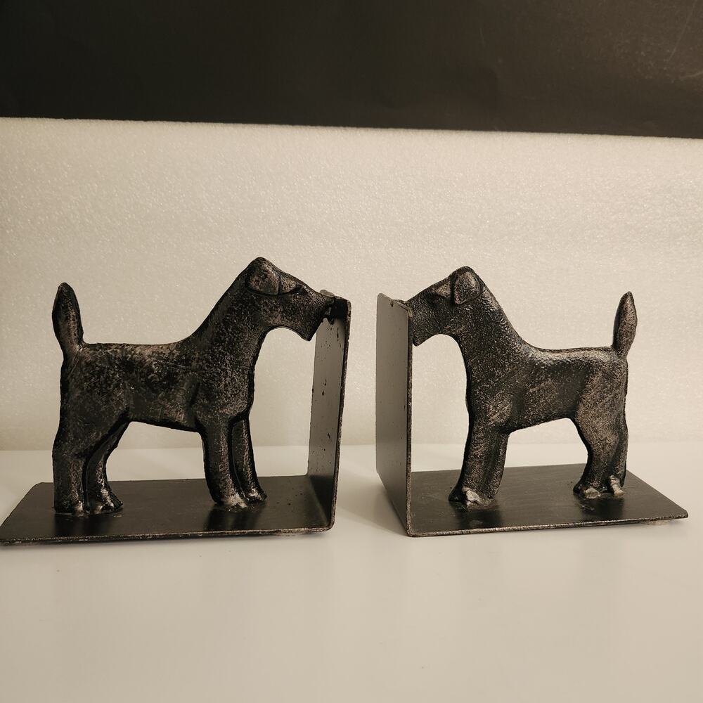 Vtg 1920's Cast Iron Airedale Terrier Dog Bookends Art Deco Style - Picture 12 of 13
